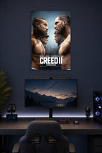 Creed II Movie in a gaming desk setup above a monitor.