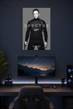 Daniel Craig James Bond 007 Spectre in a gaming desk setup above a monitor.