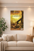 Deadwood Western TV Series in a bright living room above a beige sofa.