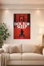 Doctor Sleep Movie in a bright living room above a beige sofa.