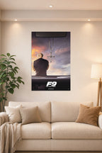 Dominick Toretto Fast & Furious in a bright living room above a beige sofa.