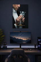 Downton Abbey Butler in a gaming desk setup above a monitor.