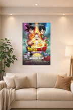 Dragon Ball Z Resurrection 'F' Movie Characters in a bright living room above a beige sofa.