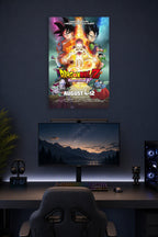 Dragon Ball Z Resurrection 'F' Movie Characters in a gaming desk setup above a monitor.