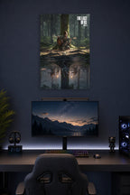 Ellie The Last of Us Part II in a gaming desk setup above a monitor.