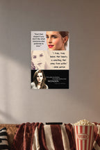 Emma Watson Inspirational Quotes in a cozy movie room above a brown sofa with popcorn.