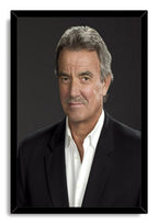 Eric Braeden framed wall art print presenting the actor's formal portrait in a glossy black frame against a white background.
