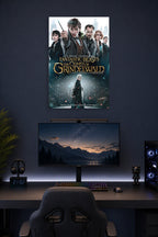 Fantastic Beasts: The Crimes of Grindelwald Movie Poster in a gaming desk setup above a monitor.