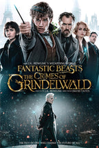 Fantastic Beasts movie poster wall art print with Newt aiming a wand, five characters, and Grindelwald before a crowd.