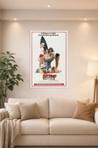 Fast Times at Ridgemont High Movie Poster in a bright living room above a beige sofa.