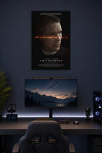 First Reformed Ethan Hawke in a gaming desk setup above a monitor.