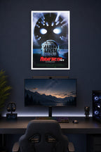 Friday the 13th Jason Lives Horror Movie in a gaming desk setup above a monitor.