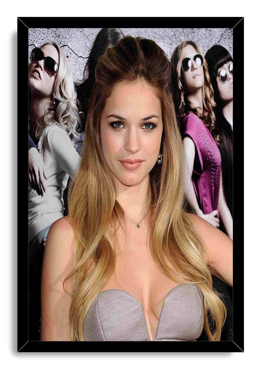 Genesis Rodriguez framed wall art print with a black border, silver dress portrait, and fashion group backdrop.