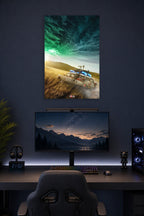 Ghostbusters Ecto-1 Car in a gaming desk setup above a monitor.