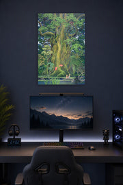 Giant Tree Forest in a gaming desk setup above a monitor.