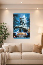 Godzilla: Final Wars Movie in a bright living room above a beige sofa.
