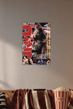 Godzilla - GODZILLA (1954) Movie B0CM3C2K2S in a cozy movie room above a brown sofa with popcorn.