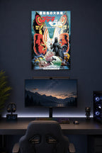 Godzilla vs. Mothra Kaiju Movie in a gaming desk setup above a monitor.