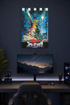 Godzilla vs. SpaceGodzilla Kaiju Battle in a gaming desk setup above a monitor.