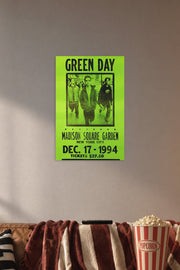 Green Day Concert Poster, NYC, Madison Square Garden, New York City Music in a cozy movie room above a brown sofa with popcorn.