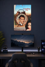 Groundhog Day Bill Murray Andie MacDowell in a gaming desk setup above a monitor.