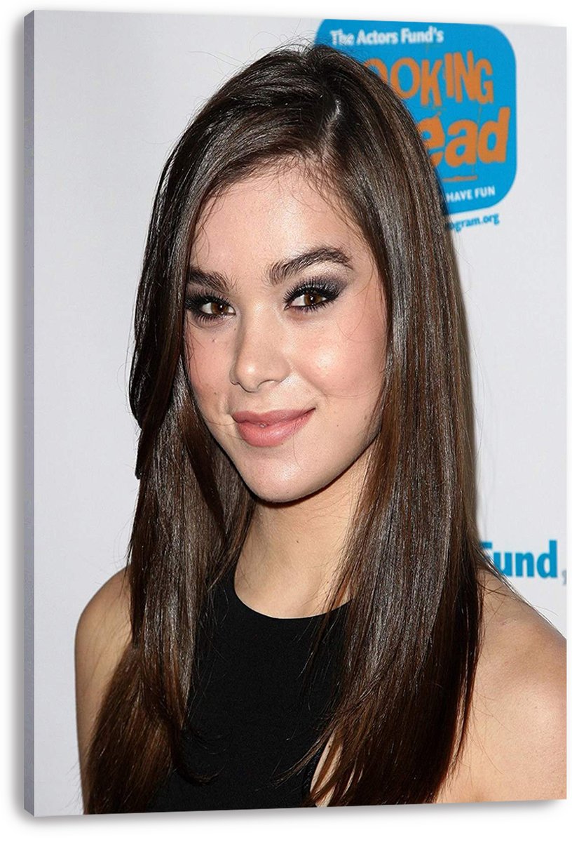 Hailee Steinfeld canvas wall art print featuring a close-up event portrait, displayed with visible wrapped canvas edges.