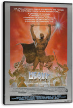 Heavy Metal movie poster canvas print with a caped warrior holding a glowing sword, surrounded by fantasy figures against red clouds.