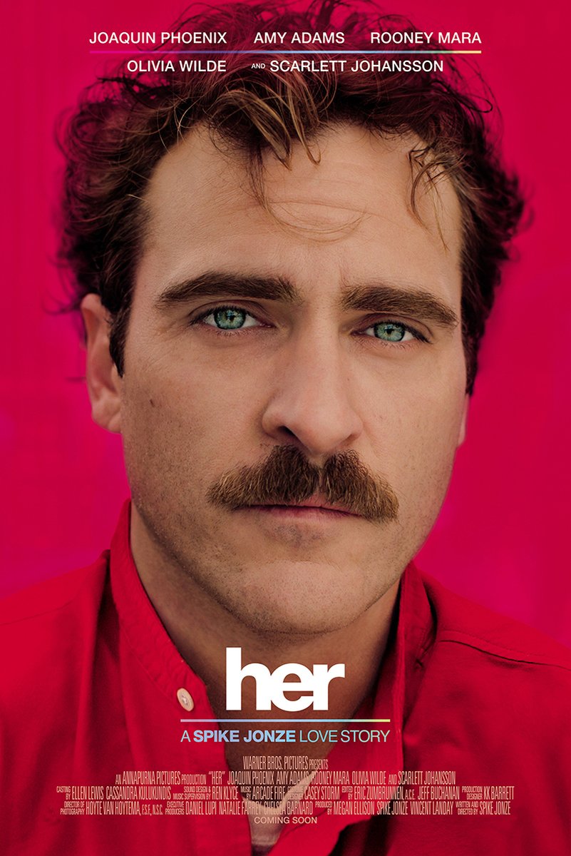 Her movie poster wall art print featuring Joaquin Phoenix in a red shirt against a vivid magenta background.
