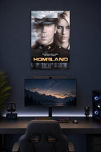 Homeland TV Series in a gaming desk setup above a monitor.