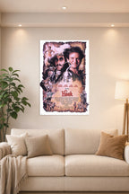 Hook Movie Poster in a bright living room above a beige sofa.