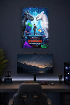 How to Train Your Dragon: The Hidden World in a gaming desk setup above a monitor.