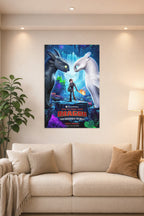 How to Train Your Dragon: The Hidden World in a bright living room above a beige sofa.