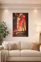 Indiana Jones Temple of Doom in a bright living room above a beige sofa.