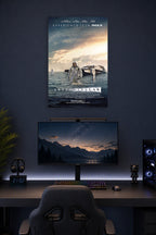 Interstellar Movie in a gaming desk setup above a monitor.