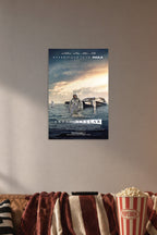 Interstellar Movie in a cozy movie room above a brown sofa with popcorn.