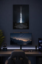Interstellar Movie in a gaming desk setup above a monitor.