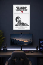 Jack Nicholson McMurphy One Flew Over the Cuckoo's Nest in a gaming desk setup above a monitor.