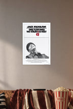 Jack Nicholson McMurphy One Flew Over the Cuckoo's Nest in a cozy movie room above a brown sofa with popcorn.