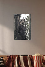 Jaden Smith After Earth in a cozy movie room above a brown sofa with popcorn.