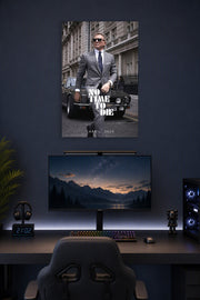James Bond 'No Time To Die' in a gaming desk setup above a monitor.