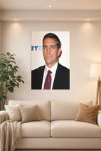 Jim Caviezel in a bright living room above a beige sofa.