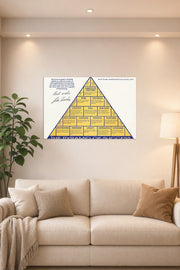 John R. Wooden Motivational Poster The Pyramid of Success Art Poster Printing Print B0BTT9QHYT in a bright living room above a beige sofa.