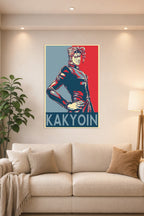 Kakyoin Jojo's Bizarre Adventure in a bright living room above a beige sofa.