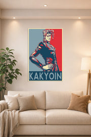Kakyoin Jojo's Bizarre Adventure in a bright living room above a beige sofa.