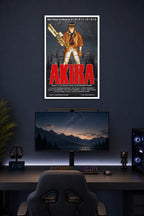 Kaneda Akira in a gaming desk setup above a monitor.