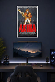 Kaneda Akira in a gaming desk setup above a monitor.