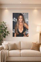 Katie Daryl in a bright living room above a beige sofa.