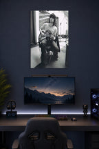 Keith Richards Rock Legend in a gaming desk setup above a monitor.