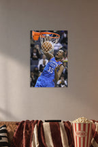 Kevin Durant Slam Dunk in a cozy movie room above a brown sofa with popcorn.