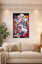 Kill la Kill Anime Characters in a bright living room above a beige sofa.